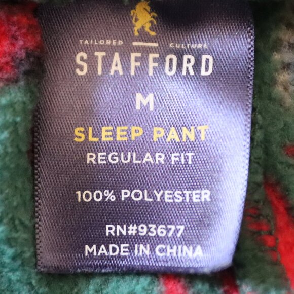 Stafford Men's Fleece Green Deer Design Lounge/Sleep Pants Size Medium Cozy - Picture 2 of 11